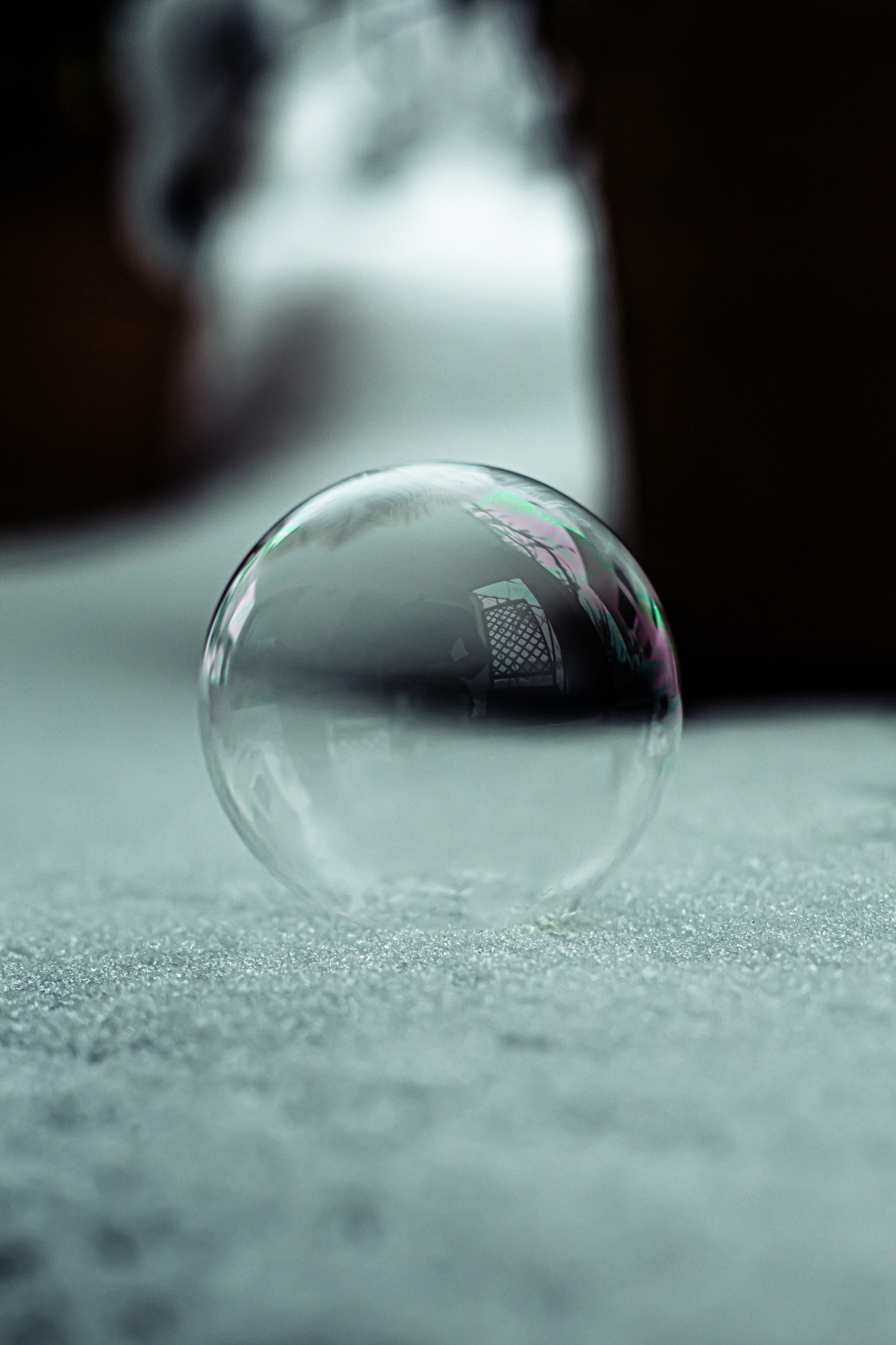 clear bubble on gray concrete floor